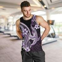 Purple Black Aloha Hawaii Men Tank Top Polynesian Shark Tattoo Plumeria