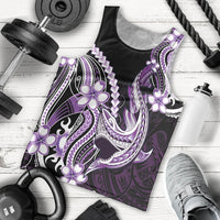 Purple Black Aloha Hawaii Men Tank Top Polynesian Shark Tattoo Plumeria