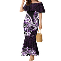 Purple Black Aloha Hawaii Mermaid Dress Polynesian Shark Tattoo Plumeria LT14 Women Purple - Polynesian Pride
