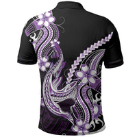 Purple Black Aloha Hawaii Polo Shirt Polynesian Shark Tattoo Plumeria LT14 - Polynesian Pride