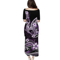 Purple Black Aloha Hawaii Puletasi Polynesian Shark Tattoo Plumeria LT14 - Polynesian Pride