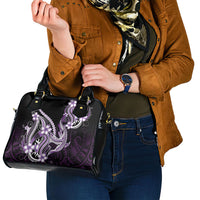 Purple Black Aloha Hawaii Shoulder Handbag Polynesian Shark Tattoo Plumeria