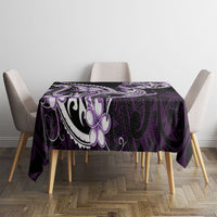 Purple Black Aloha Hawaii Tablecloth Polynesian Shark Tattoo Plumeria