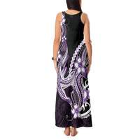 Purple Black Aloha Hawaii Tank Maxi Dress Polynesian Shark Tattoo Plumeria LT14 - Polynesian Pride