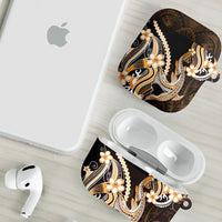Orange Black Aloha Hawaii AirPods Case Polynesian Shark Tattoo Plumeria