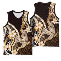 Orange Black Aloha Hawaii Basketball Jersey Polynesian Shark Tattoo Plumeria