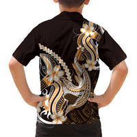 Orange Black Aloha Hawaii Family Matching Mermaid Dress and Hawaiian Shirt Polynesian Shark Tattoo Plumeria