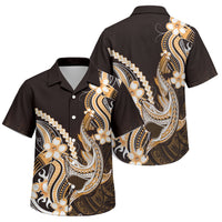 Orange Black Aloha Hawaii Family Matching Mermaid Dress and Hawaiian Shirt Polynesian Shark Tattoo Plumeria LT14 Son's Shirt Orange - Polynesian Pride