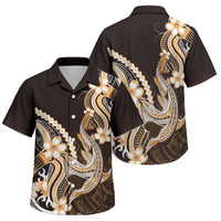 Orange Black Aloha Hawaii Family Matching Summer Maxi Dress and Hawaiian Shirt Polynesian Shark Tattoo Plumeria LT14 Son's Shirt Orange - Polynesian Pride
