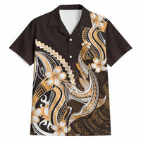 Orange Black Aloha Hawaii Hawaiian Shirt Polynesian Shark Tattoo Plumeria LT14 Orange - Polynesian Pride