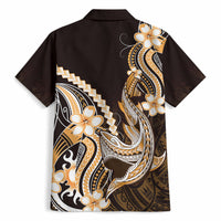 Orange Black Aloha Hawaii Hawaiian Shirt Polynesian Shark Tattoo Plumeria LT14 - Polynesian Pride
