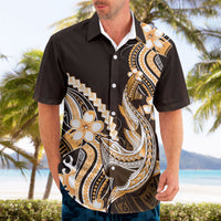 Orange Black Aloha Hawaii Hawaiian Shirt Polynesian Shark Tattoo Plumeria LT14 - Polynesian Pride