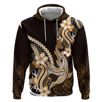 Orange Black Aloha Hawaii Hoodie Polynesian Shark Tattoo Plumeria LT14 Pullover Hoodie Orange - Polynesian Pride