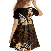 Orange Black Aloha Hawaii Kid Short Sleeve Dress Polynesian Shark Tattoo Plumeria LT14 - Polynesian Pride