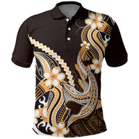 Orange Black Aloha Hawaii Polo Shirt Polynesian Shark Tattoo Plumeria LT14 Orange - Polynesian Pride