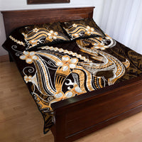 Orange Black Aloha Hawaii Quilt Bed Set Polynesian Shark Tattoo Plumeria