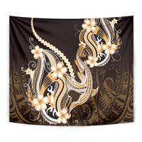 Orange Black Aloha Hawaii Tapestry Polynesian Shark Tattoo Plumeria