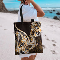 Orange Black Aloha Hawaii Tote Bag Polynesian Shark Tattoo Plumeria