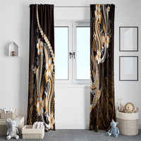 Orange Black Aloha Hawaii Window Curtain Polynesian Shark Tattoo Plumeria