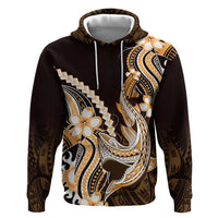 Orange Black Aloha Hawaii Zip Hoodie Polynesian Shark Tattoo Plumeria LT14 Pullover Hoodie Orange - Polynesian Pride