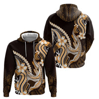 Orange Black Aloha Hawaii Zip Hoodie Polynesian Shark Tattoo Plumeria LT14 - Polynesian Pride
