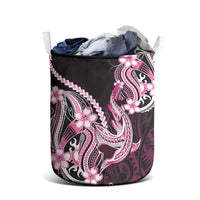 Pink Black Aloha Hawaii Laundry Basket Polynesian Shark Tattoo Plumeria