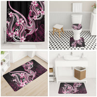 Pink Black Aloha Hawaii Bathroom Set Polynesian Shark Tattoo Plumeria