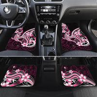 Pink Black Aloha Hawaii Car Mats Polynesian Shark Tattoo Plumeria
