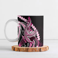 Pink Black Aloha Hawaii Ceramic Mug Polynesian Shark Tattoo Plumeria