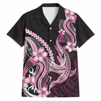Pink Black Aloha Hawaii Hawaiian Shirt Polynesian Shark Tattoo Plumeria LT14 Pink - Polynesian Pride