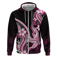 Pink Black Aloha Hawaii Hoodie Polynesian Shark Tattoo Plumeria