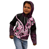 Pink Black Aloha Hawaii Kid Hoodie Polynesian Shark Tattoo Plumeria