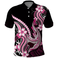 Pink Black Aloha Hawaii Polo Shirt Polynesian Shark Tattoo Plumeria LT14 Pink - Polynesian Pride