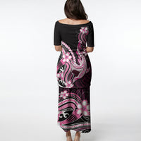 Pink Black Aloha Hawaii Puletasi Polynesian Shark Tattoo Plumeria LT14 - Polynesian Pride