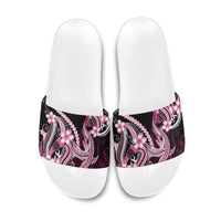 Pink Black Aloha Hawaii Slide Sandals Polynesian Shark Tattoo Plumeria