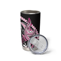 Pink Black Aloha Hawaii Tumbler Cup Polynesian Shark Tattoo Plumeria