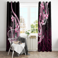Pink Black Aloha Hawaii Window Curtain Polynesian Shark Tattoo Plumeria