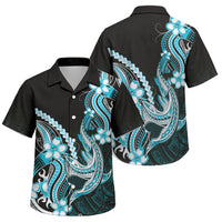 Blue Black Aloha Hawaii Family Matching Mermaid Dress and Hawaiian Shirt Polynesian Shark Tattoo Plumeria LT14 Son's Shirt Blue - Polynesian Pride
