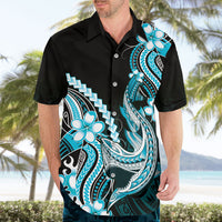 Blue Black Aloha Hawaii Hawaiian Shirt Polynesian Shark Tattoo Plumeria LT14 - Polynesian Pride