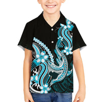 Blue Black Aloha Hawaii Hawaiian Shirt Polynesian Shark Tattoo Plumeria LT14 - Polynesian Pride