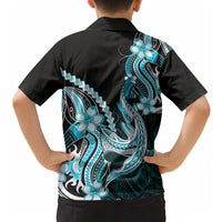 Blue Black Aloha Hawaii Hawaiian Shirt Polynesian Shark Tattoo Plumeria LT14 - Polynesian Pride