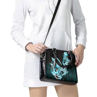 Blue Black Aloha Hawaii Shoulder Handbag Polynesian Shark Tattoo Plumeria