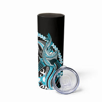 Blue Black Aloha Hawaii Skinny Tumbler Polynesian Shark Tattoo Plumeria