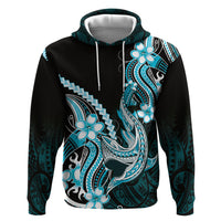 Blue Black Aloha Hawaii Zip Hoodie Polynesian Shark Tattoo Plumeria LT14 Pullover Hoodie Blue - Polynesian Pride