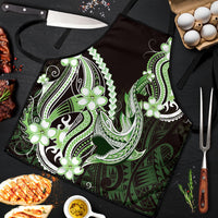 Green Black Aloha Hawaii Apron Polynesian Shark Tattoo Plumeria