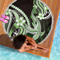 Green Black Aloha Hawaii Beach Blanket Polynesian Shark Tattoo Plumeria