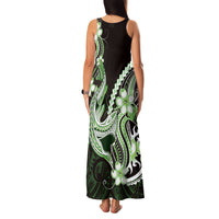 Green Black Aloha Hawaii Family Matching Tank Maxi Dress and Hawaiian Shirt Polynesian Shark Tattoo Plumeria