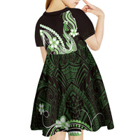 Green Black Aloha Hawaii Kid Short Sleeve Dress Polynesian Shark Tattoo Plumeria LT14 - Polynesian Pride