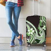 Green Black Aloha Hawaii Luggage Cover Polynesian Shark Tattoo Plumeria