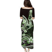 Green Black Aloha Hawaii Puletasi Polynesian Shark Tattoo Plumeria LT14 - Polynesian Pride